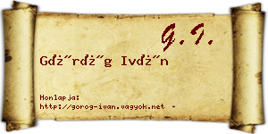Görög Iván névjegykártya